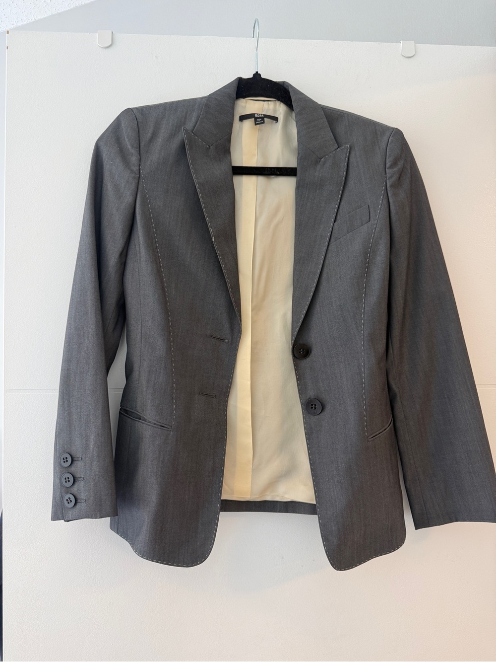 BOSS Hugo Boss Grey Wool Mohair Tailored Blazer Size 4